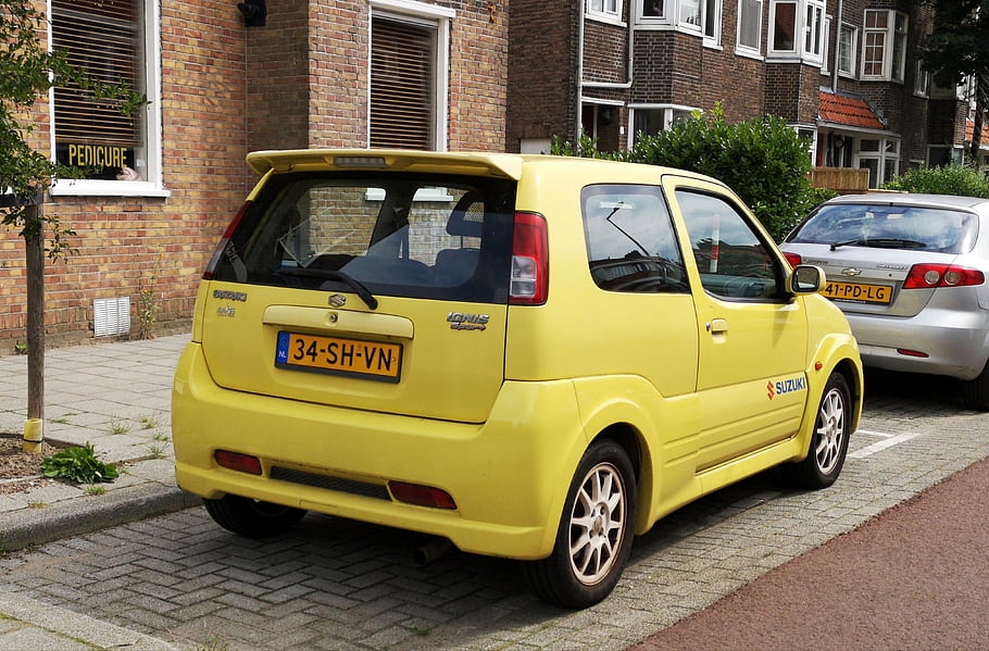 suzuki, IGNIS, sport, 2006, giallo, auto, Rotterdam, targa, compatto, veicolo, parcheggiata