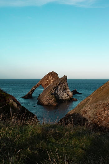 de praia, arco violino rock, Praia escocesa, mar, vista do mar, natureza, turista, Escócia, aberdeen, panorama, fotógrafo perto de mim
