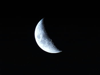 lua crescente, Craters lunares, céu noturno, visão detalhada, fotografia da lua, céu escuro, corpo celestial, superfície da lua, astronomia, Recursos lunares, imagem da lua