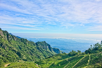 Čertovo schodiště, pozadí oblohy, Pohoří Srí Lanka, Srí Lanka Tea Estate, kopec, vrchol, Windows tapety, Skála, scenérie, les, scénický