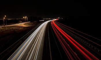 světlé stezky, vozidel, silnice, noc, světla, vozy, nákladní automobily, Dálnice, Rychlost, provoz, světlo