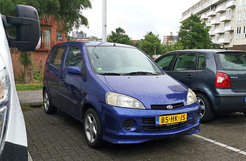 daihatsu, Yrv, 2001, auto blu, amsterdam, 1.3 motore, 87 CV, targa, 85 HK JS, auto parcheggiata, paesaggio urbano