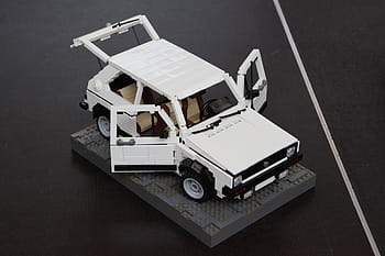 lego, car, VW, Golf, model, toy, Bricking, Bavaria, 2013, Munich, white