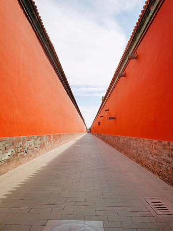 the National Palace Museum, palace, red Walls, corridor, passage, passageway, bricks, brick Road, perception, away, walkway