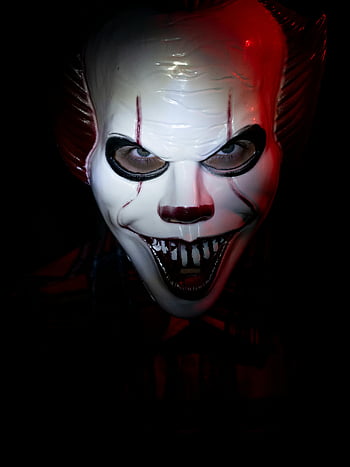 skummel maske, klovnemaske, halloween, skrekk, skremmende, nærbilde, skummelt, skrekkkonsept, skremmende klovn, halloween tema, skrekkmaske