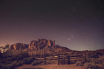 night sky, Superstition Mountains, starry desert, landscape, night time, desert background, breathtaking view, mountain range, starry night, desert scenery, night photography