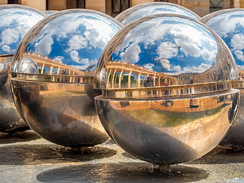 metal Balls, metal, balls, reflect, architecture, fountain, decoration, water Feature