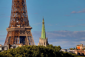 Torre Eiffel, monumento, eredità, metallo, colore marrone, Chiesa americana, tetto, Torre campanaria, Colore verderame, patina, edifici