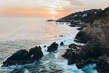 coastal cliff, sunset, ocean waves, rocky cliffs, serene wallpapers, scenic view, breathtaking view, coastal sunset, ocean sunset, coastal landscape, sunset cliffs