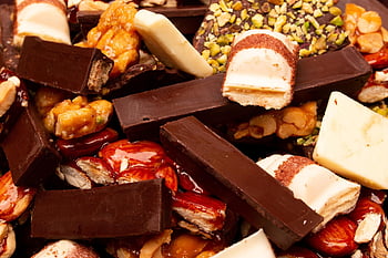 candies, snack, sweets, peanuts, candied Peanuts, caramelised Peanuts, chocolates, cookies, backgrounds, chocolate, breakfast