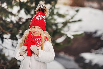 ragazza, bambino, inverno, capi di abbigliamento, freddo, la neve, all'aperto, Natale, stagione, posa, ritratto