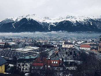 innsbruck, hory, Rakousko, Tyrolsko, panoráma, Alpy, měst