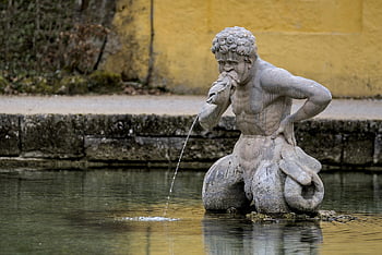 park, pond, nature, statue, fountain, hellbrunn Palace, salzburg, austria, water, ai Generated