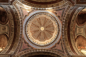 vaulted ceiling, cupola, palace-convent of mafra, portugal architecture, mafra palace, baroque architecture, intricate design, dome architecture, religious architecture