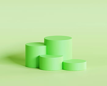 green podium, abstract design, minimalist design, product showcase, cylindrical shapes, green background, modern display, 3D rendering, green cylinders, product presentation, green display