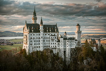 castle, building, sunset, neuschwanstein, germany, bavaria, allgäu, schwangau, architecture, destination, knight's Castle