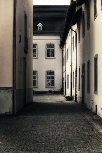 alej, silnice, historické centrum, architektura, městský, budova, fasáda, okno, minimalistický, v centru města, opuštěný