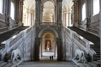 palác caserta, královské rezidence, Neapol, schody