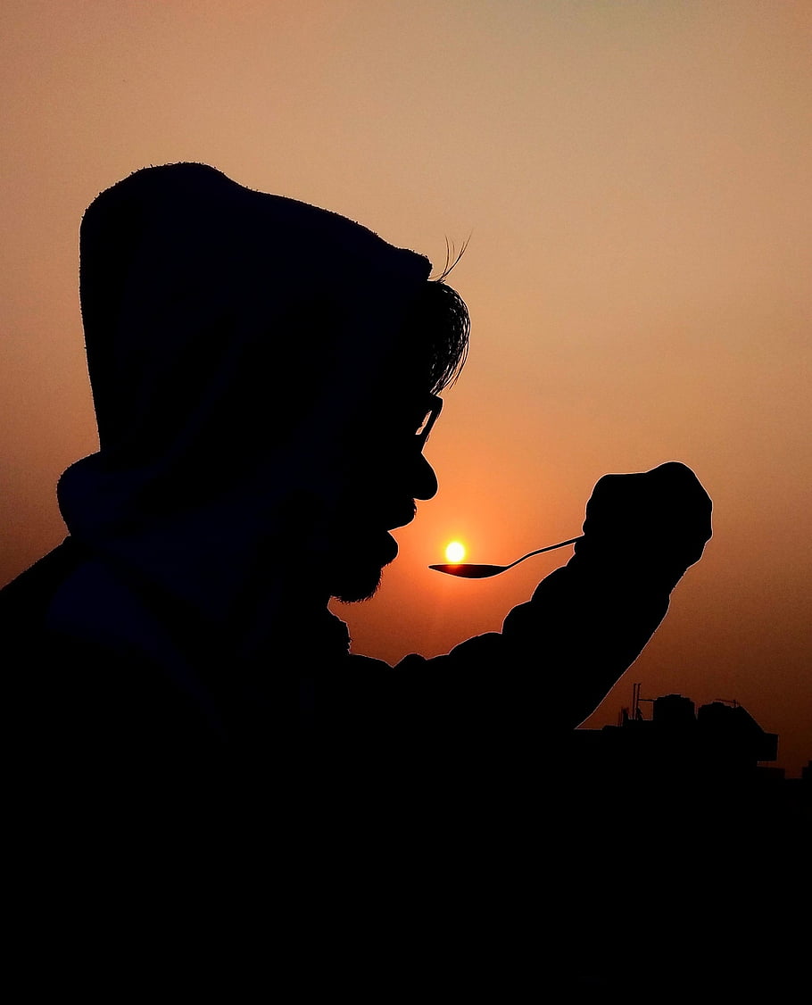 sunset, black, evening, eating, black Sunset, nature, black Eating