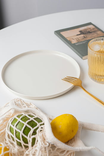 Zitrone, Limette, Einkaufsnetz, Zitrusfrüchte, Glas, Buch, Tabelle, frisch, Konfiguration, Gabel, Teller