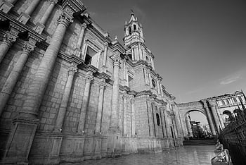 kostel, arequipa, b n, Peru, katedrála, náboženství, kultura, město, věž, zvonice, architektura