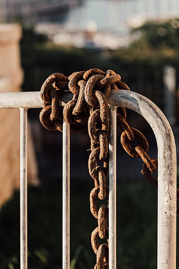 chain, fence, railing, rust, iron Chain, limitation, delimit