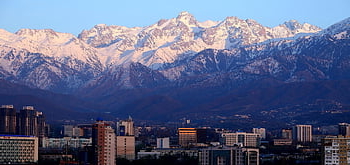 Kazachstán, město, hory, almaty, večer, krajina, Příroda, městský