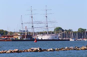 gorch Fock, german Training Ship, port, stralsund, marina, nature, sea, germany, lake