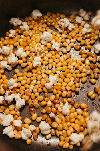 Popcorn, Pan, avvicinamento, popcorn scoppiati, kernel, vista dall'alto, padella, cucinando, spuntino, cibo, preparazione