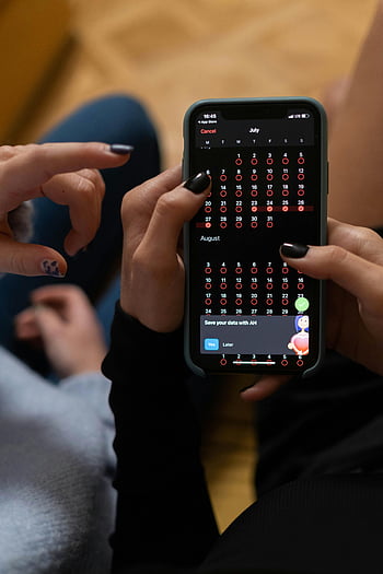 aplikace kalendáře, mobilní telefon, Digitální kalendář, chytrý telefon, Interakce rukou, detail, obchod s aplikacemi, Měsíční kalendář, Dotyková obrazovka, uživatelské rozhraní, mobilní zařízení