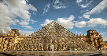 building, architecture, city, louvre, museum, tourism, pyramid, famous, landmark, monument, travel