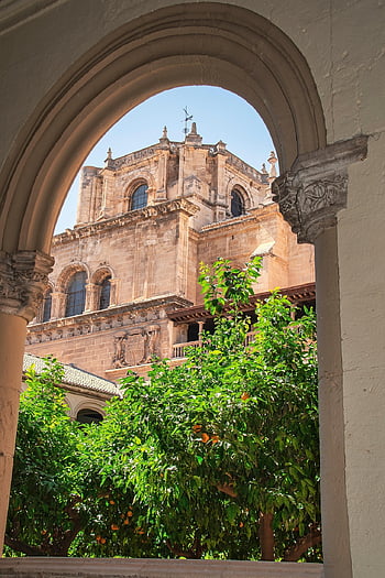 landscape, church, monastery, yard, arc, architecture, granada, building, history, religion