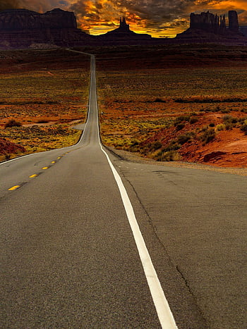 silnice, Dálnice, počasí, trasa 66, forrest gump, bod zlomu, západ slunce, poušť, letní, monument valley, utah