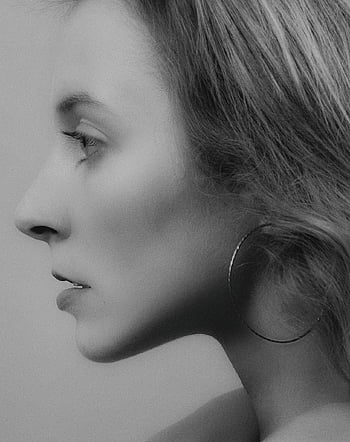beauté, femme, monochrome, visage, profil, vue de côté, fille, belle, modèle, pose, Regardez