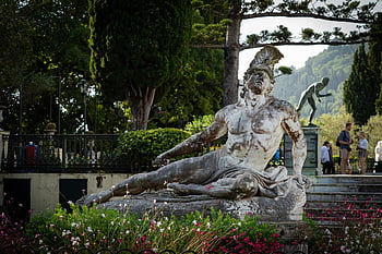 park, achilles Statue, achilles Sculpture, corfu, greece, garden, nature, statue, marble Statue