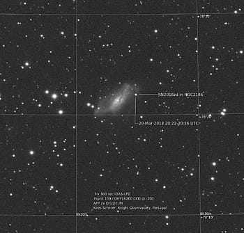 supernova, tipo ii, SN2018ZD, NGC2146, galassia, astro, processore astropixel, QHY16200, Knight Observatory, tomar, Data di scoperta
