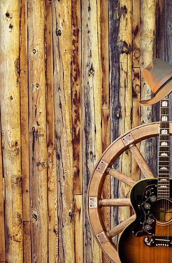 guitar, music, musical Instrument, copy Space, cowboy Hat, phone Wallpaper, mobile Wallpaper, wagon Wheel, western, western Aesthetic, country