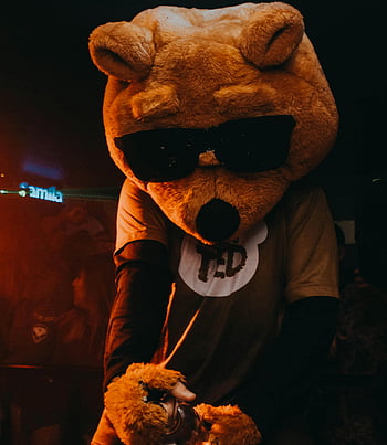 braunes Teddybär-Maskottchen, urkomischer Entertainer, Ted Bär Maskottchen Anzug, lebendige Nachtveranstaltung, Maskottchen-Auftritt, Teddybärkostüm, Abendveranstaltung und Unterhaltung, Maskottchenanzug, Teddybär, Nachtveranstaltung, Unterhaltung