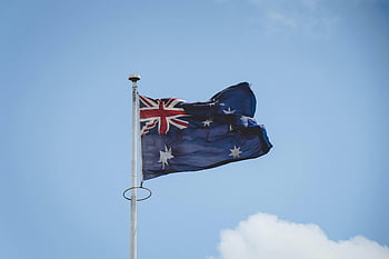 Australian flag, flagpole, clear blue sky, Perth, national flag, waving flag, Australian national flag, blue sky, flag waving, flag of Australia, Australia flag