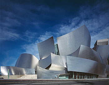 Walt Disney Concert Hall, Los Angeles, stainless steel architecture, silver painted building, iconic building, modern architecture, concert hall, Los Angeles architecture, Frank Gehry design, urban landmark, contemporary design