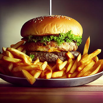 hamburger, double Patty Burger, french Fries, burger, meat, food, restaurant, lunch, fast Food, fries, fastfood