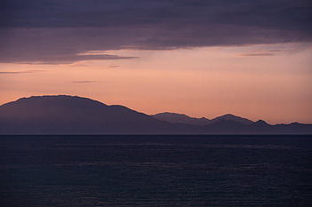 hav, bjerge, solnedgang, ø, natur, silhuet, Grækenland, aften, humør, mørk, bakker