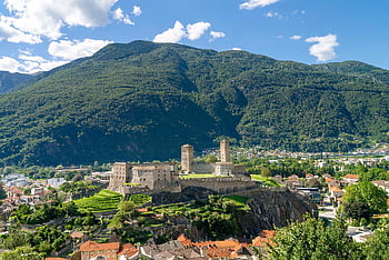 hrad, pevnost, hory, vesnice, Pohled, bellinzona, Ticino, castelgrande, švýcarsko