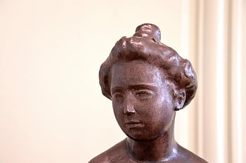 Skulptur, Statue, Bronze-, braune Farbe, junge Frau, Porträt, Schönheit, Brötchen, 1900, Museum, Bildhauer