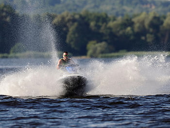 muž, skútr, vln, splash, Příroda, sprej, jezdectví, voda, pobřežní čára, sport, rekreace