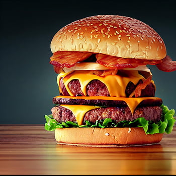 hamburger, double patty burger, maso, jídlo, restaurace, oběd, Fast Food, hranolky, hladový, jíst, Vegt