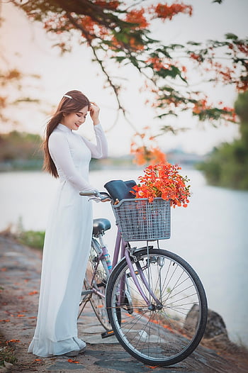 ao Dai, asian, model, asian Woman, young Woman, female, dress, long Dress, traditional Dress, modeling, pose