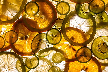 arance, limoni, Kiwi, Sezioni trasversali, fette, agrume, Limes, agrumi, retroilluminazione, aspro, frutta