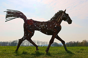hest, figur, skulptur, metal, statue, kunst, dyre figur, dekoration