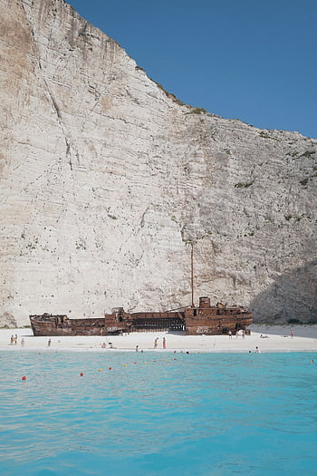 Navagio Beach, zakynthos, Yunanistan, gemi enkazı, Berrak mavi sular, yükselen kayalıklar, plaj, batık sahil, ünlü gemi enkazı, harika manzara, beyaz kayalıklar